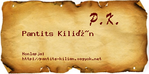 Pantits Kilián névjegykártya